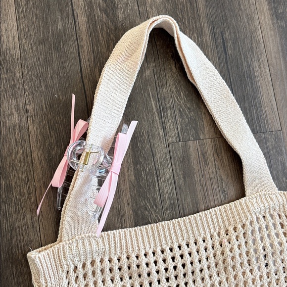 💕🎀 Knit Bow Tote Bag w/ Bow Hair Claw🎀🩷 - Picture 14 of 14